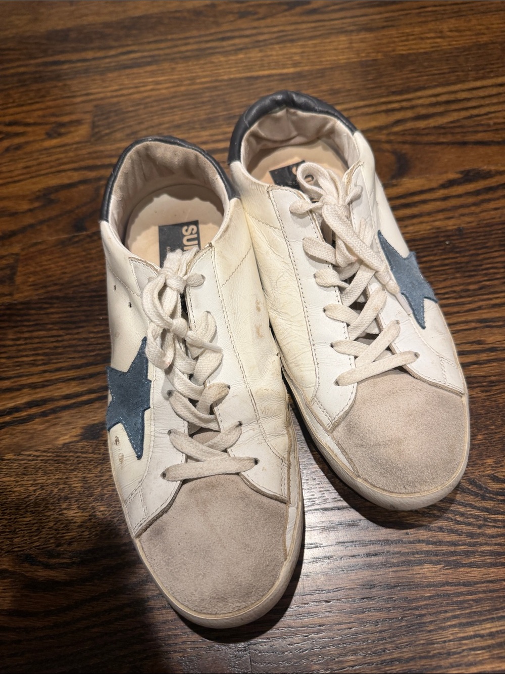 Golden Goose Women’s White Sneakers with Blue Star